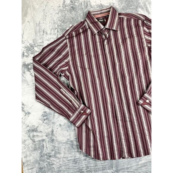 men's guess maroon and gray striped long sleeve XL EUC - Picture 6 of 10